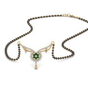 Beautiful-Diamond-Bead-Mangalsutra-With-Emerald